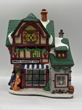 Enchanted Forest Opal’s Curiosity Shop Porcelain Lighted Glass Window House EUC